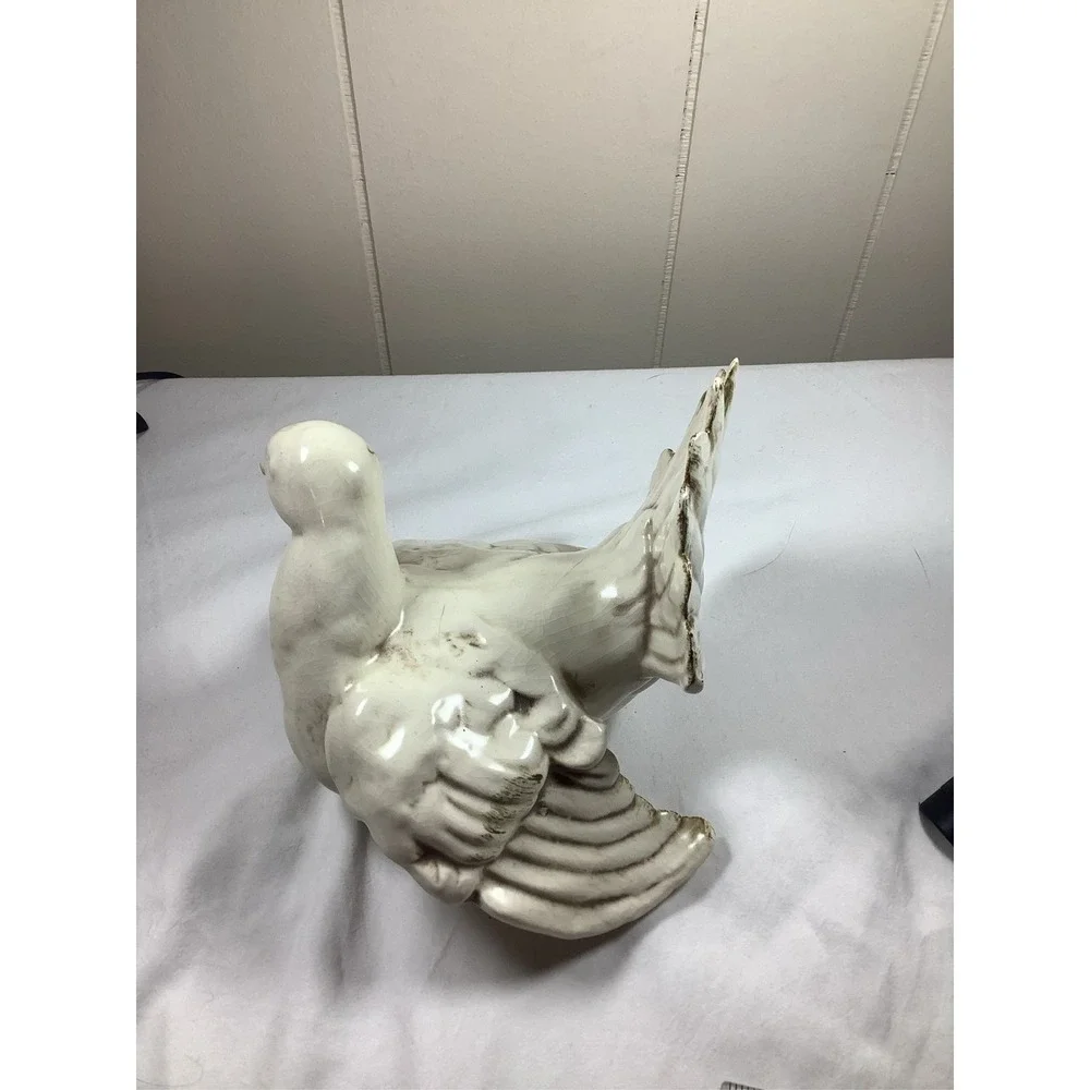 White Ceramic Dove Pigeon Bird Statue MCM 11